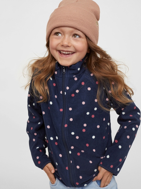 

H&M Kids Girls Multicolored Printed Fleece Jacket, Multi