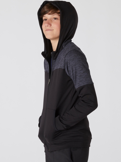 

Domyos By Decathlon Boys Black & Grey Warm Breathable Stretchy Hooded Sweatshirt