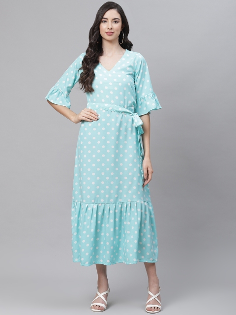 

SIRIKIT Green & White Crepe A-Line Midi Dress