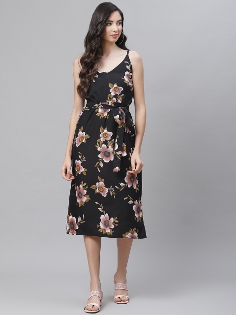 

SIRIKIT Black Floral Crepe Dress