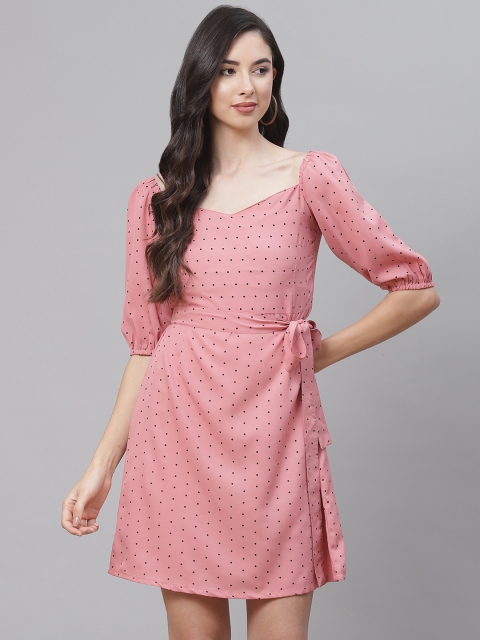 

SIRIKIT Peach-Coloured & Black Crepe Dress