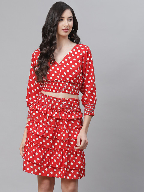 

SIRIKIT Red & White Crepe Dress
