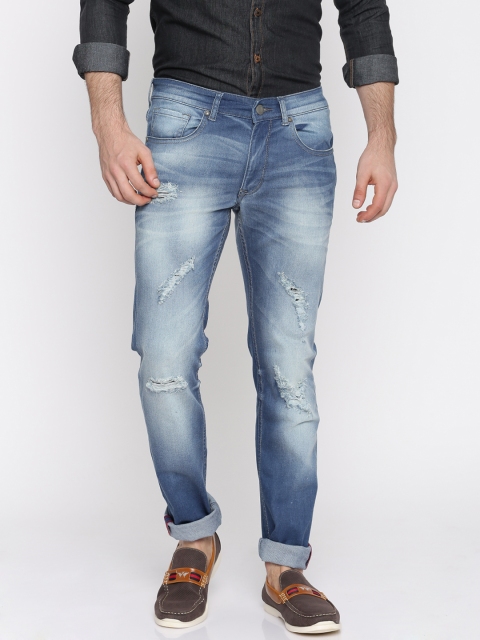 

SELA Men Blue Regular Fit Mid Rise Mildly Distressed Jeans