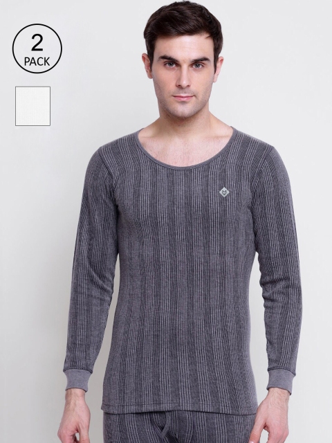 

Almo Wear Men Pack Of 2 Solid Cotton Ultra-Warm Thermal Tops, Grey