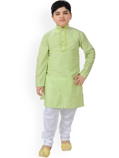 

SG YUVRAJ Boys Green Regular Pure Cotton Kurta with Pyjamas