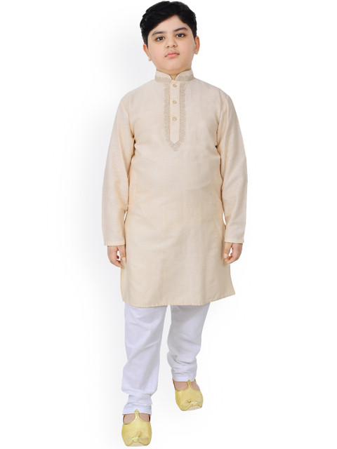 

SG YUVRAJ Boys Beige Regular Pure Cotton Kurta with Pyjamas