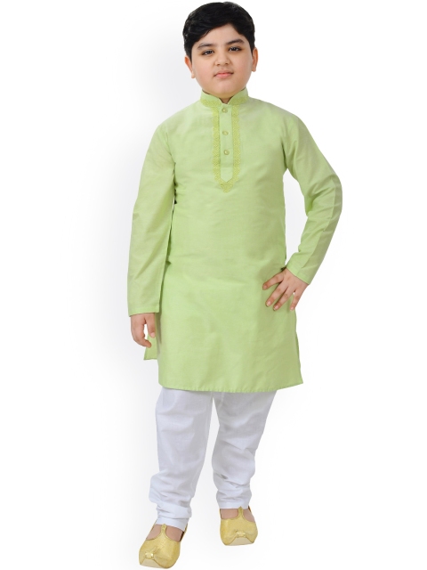 

SG YUVRAJ Boys Green Regular Pure Cotton Kurta with Pyjamas