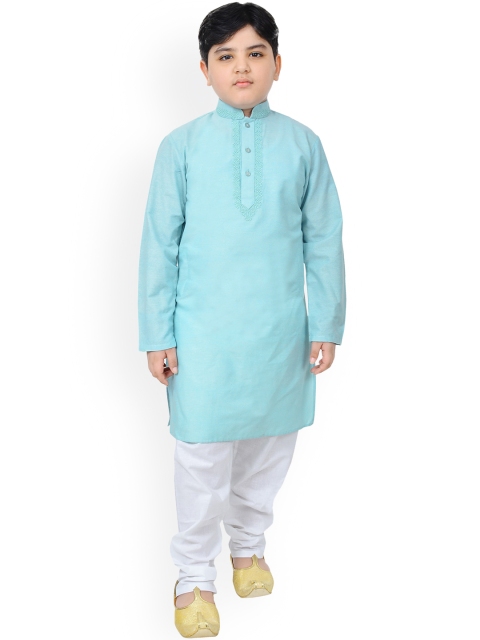 

SG YUVRAJ Boys Turquoise Blue Regular Pure Cotton Kurta with Pyjamas