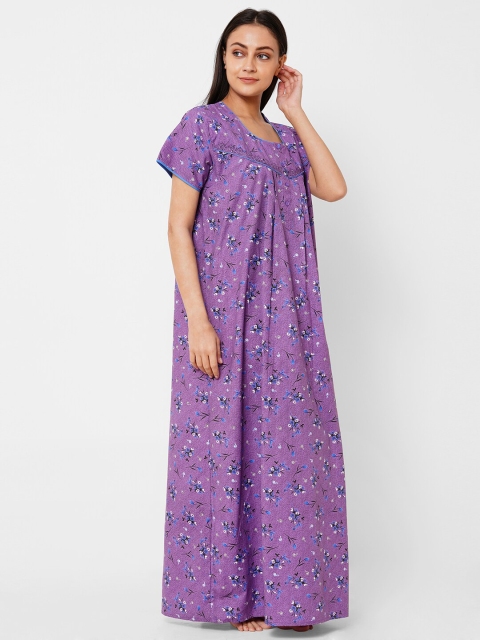 

Sweet Dreams Purple Printed Maxi Nightdress OCW-2133 PURPLE