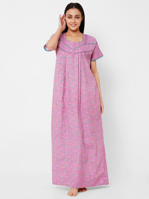 

Sweet Dreams Purple Printed Maxi Nightdress OCW-2129 PURPLE