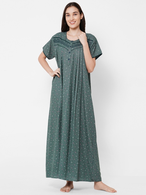 

Sweet Dreams Green Printed Maxi Nightdress OCW-2187 GREEN