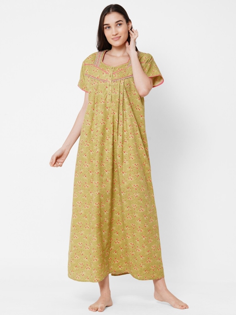 

Sweet Dreams Green Printed Maxi Nightdress OCW-2129 GREEN