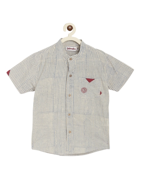 

Fabindia Boys Beige Opaque Striped Casual Shirt