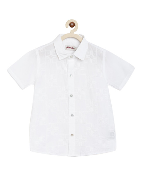 

Fabindia Boys White Self Design Opaque Casual Shirt