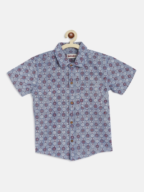 

Fabindia Boys Blue Opaque Printed Casual Shirt