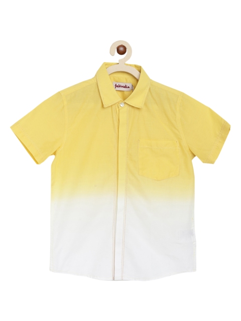 

Fabindia Boys Yellow & White Ombre Opaque Printed Cotton Casual Shirt