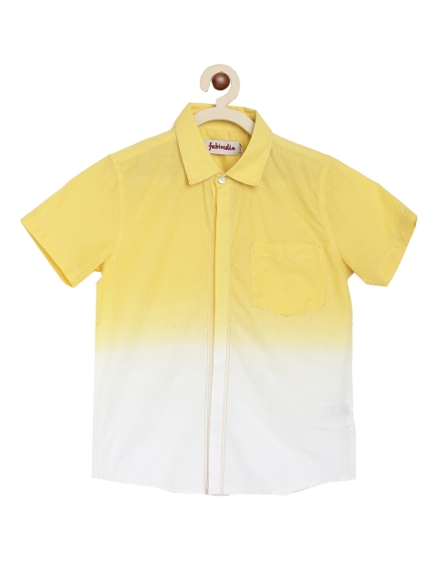 

Fabindia Boys Yellow & White Opaque Colourblocked Casual Shirt