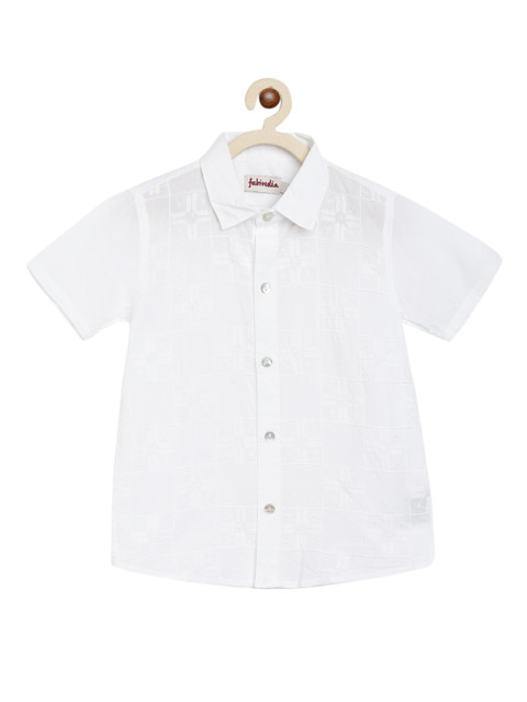

Fabindia Boys White Embroidered Cotton Opaque Casual Shirt