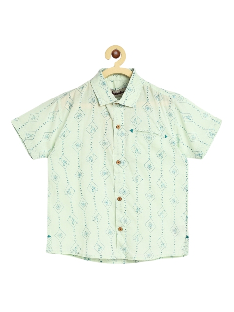 

Fabindia Boys Green Opaque Printed Casual Shirt