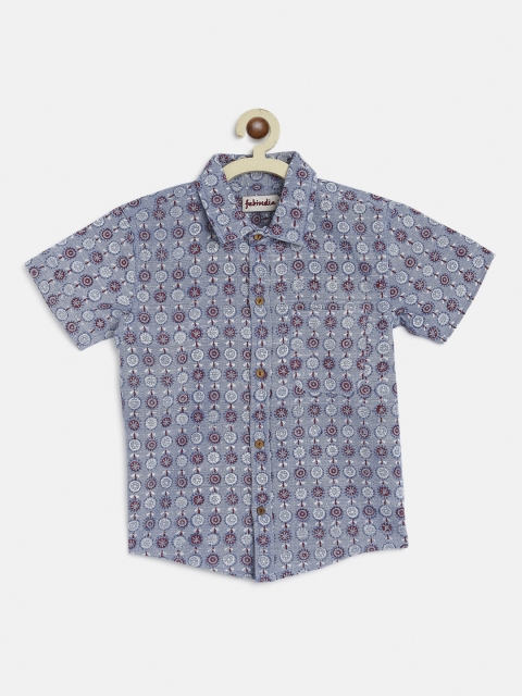 

Fabindia Boys Blue Opaque Ethnic Motifs Printed Casual Shirt