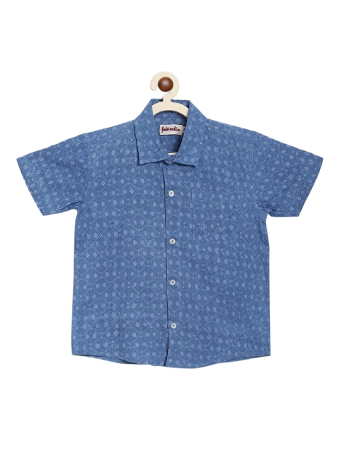 

Fabindia Boys Blue Opaque Printed Casual Shirt