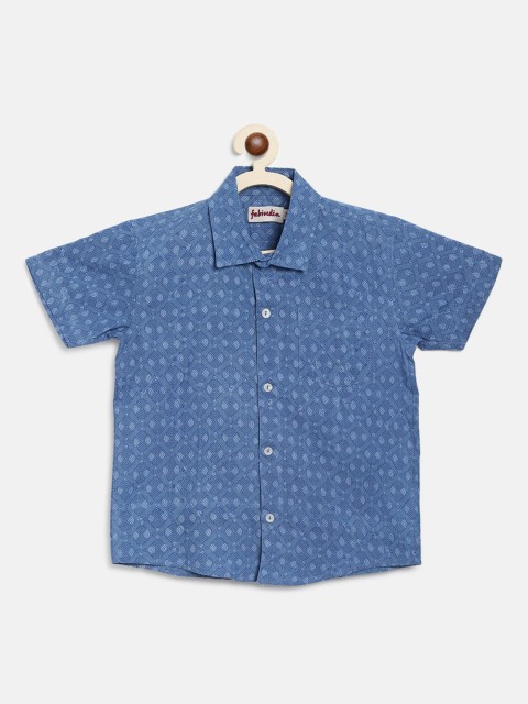 

Fabindia Boys Blue Printed Casual Shirt