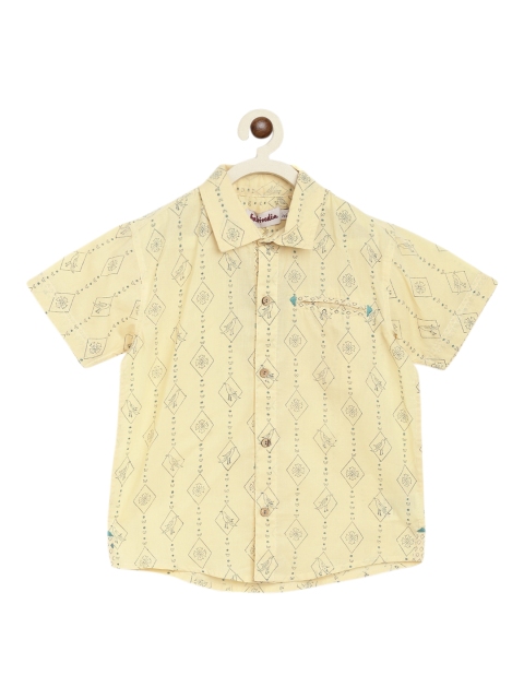 

Fabindia Boys Yellow Opaque Printed Cotton Casual Shirt