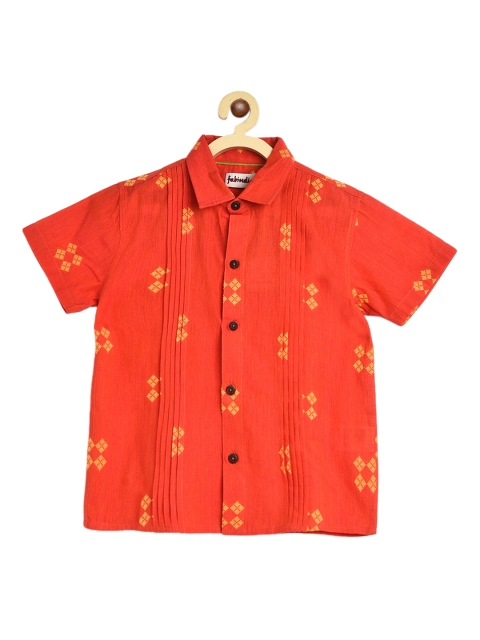 

Fabindia Boys Rust Orange & Yellow Cotton Opaque Casual Shirt