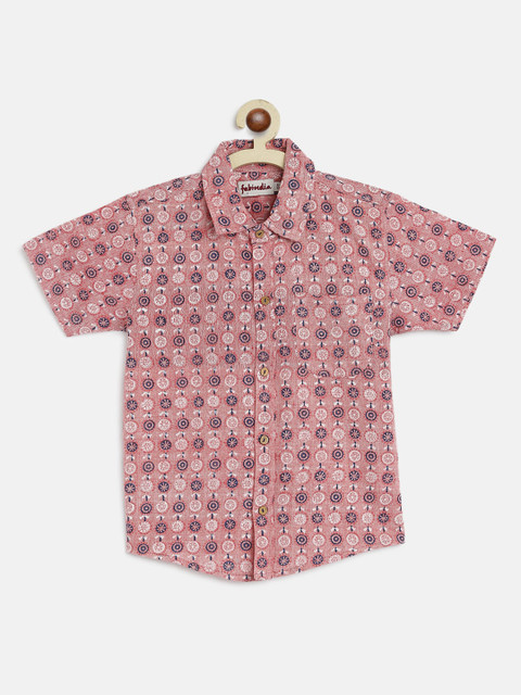 

Fabindia Boys Red Opaque Printed Casual Shirt