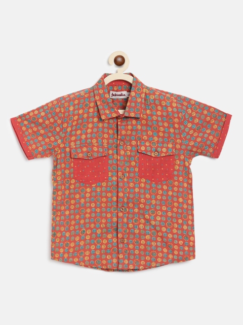 

Fabindia Boys Orange Opaque Printed Casual Shirt