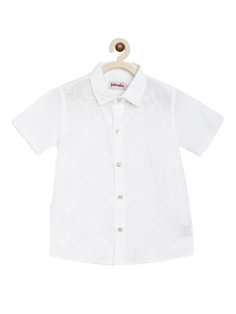 

Fabindia Boys White Self Design Opaque Casual Shirt