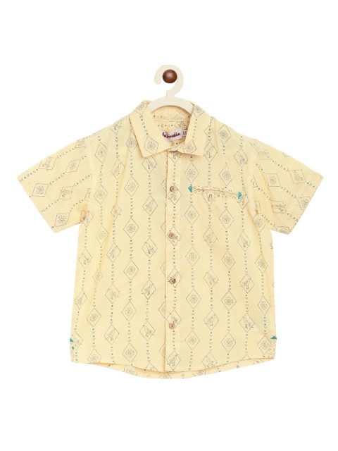 

Fabindia Boys Yellow Opaque Printed Pure Cotton Casual Shirt