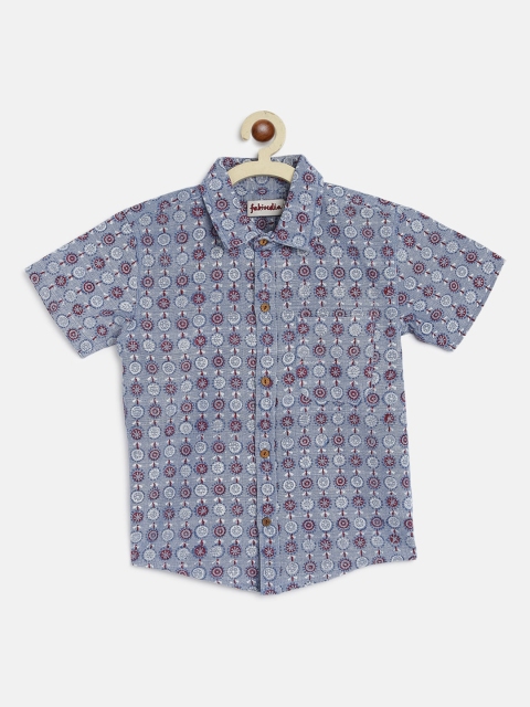

Fabindia Boys Cotton Blue Ethnic Motif Printed Casual Shirt