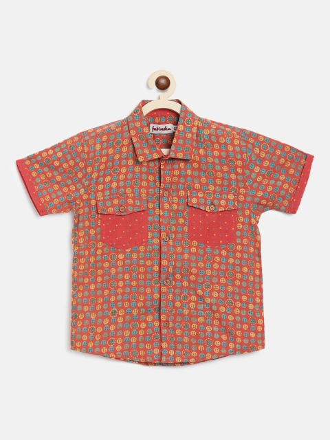

Fabindia Boys Orange Opaque Printed Casual Shirt