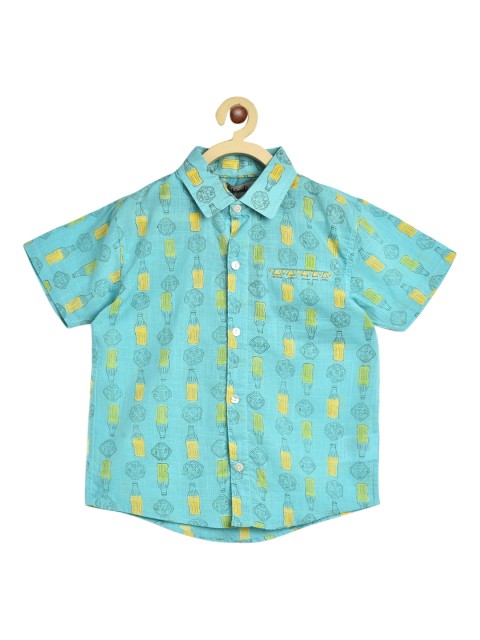 

Fabindia Boys Blue Conversational Printed Casual Shirt