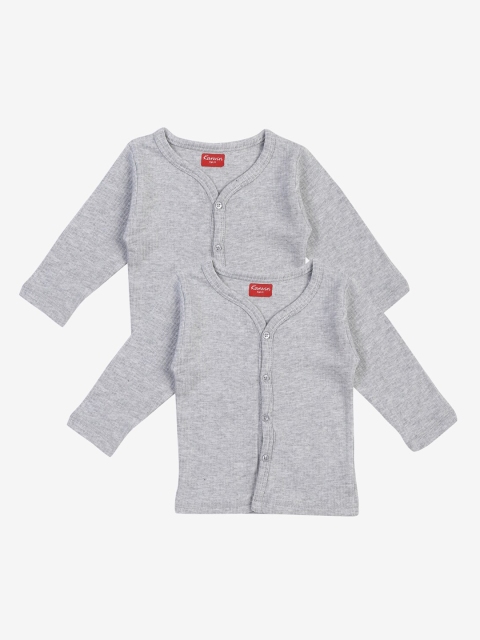 

Kanvin Boys Pack Of 2 Grey Melange Ribbed Thermal Tops