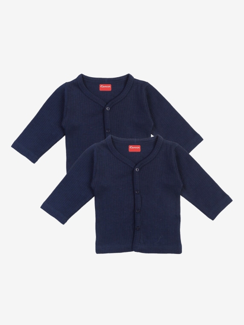 

Kanvin Boys Pack Of 2 Navy Blue Ribbed Thermal Tops