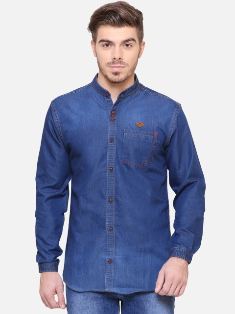 

Kuons Avenue Men Blue Smart Slim Fit Faded Opaque Faded Casual Shirt