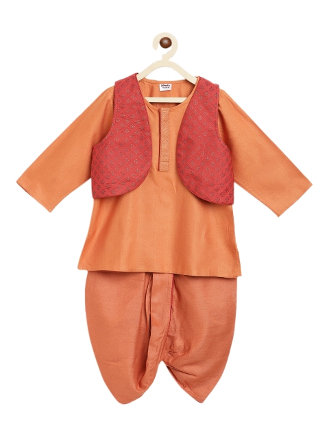 

Fabindia Boys Peach-Coloured Regular Kurta with Dhoti Pants