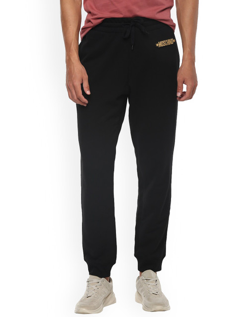 

MOSCHINO COUTURE Men Black Solid Pure Cotton Joggers