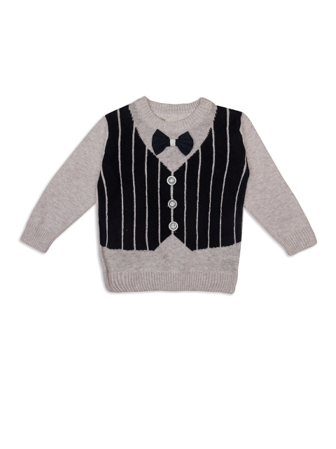 

Little Folks Unisex Kids Grey & Black Printed Pullover