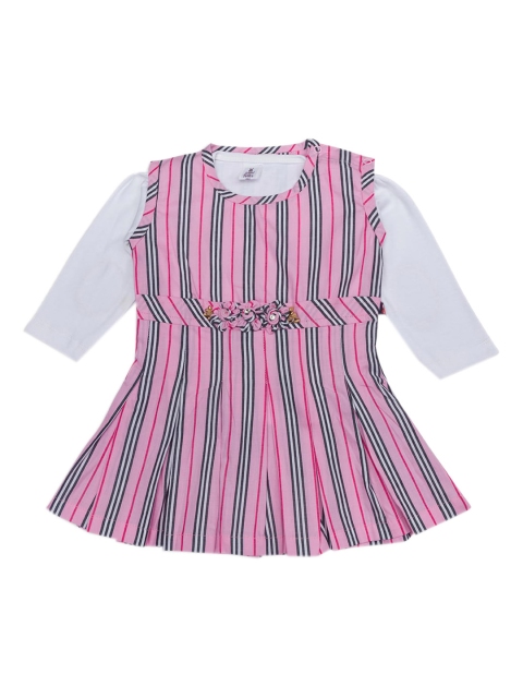 

Little Folks Girls Pink Striped Dress