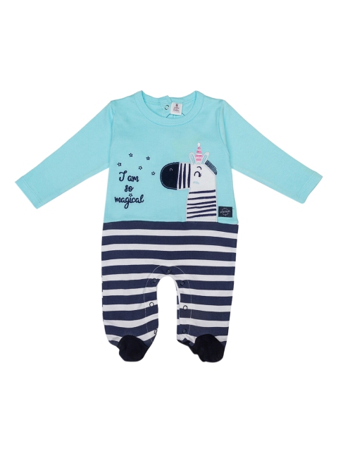 

Little Folks Kids Blue & Black Printed Pure Cotton Bodysuit