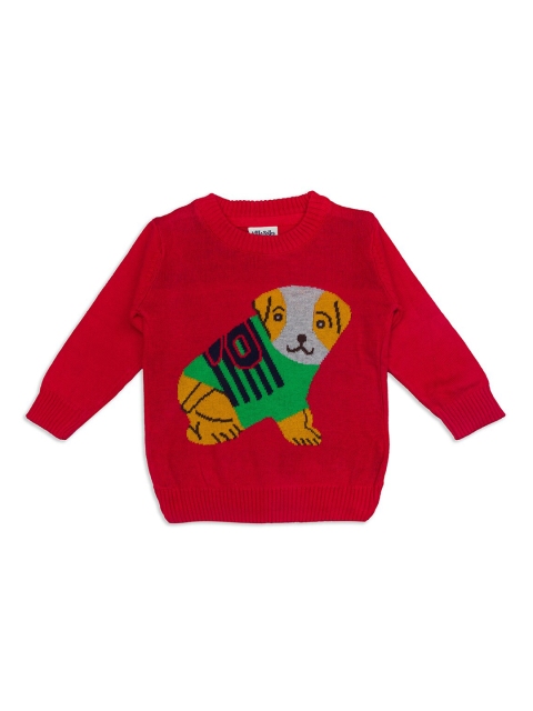 

Little Folks Unisex Kids Red & Green Printed Pullover