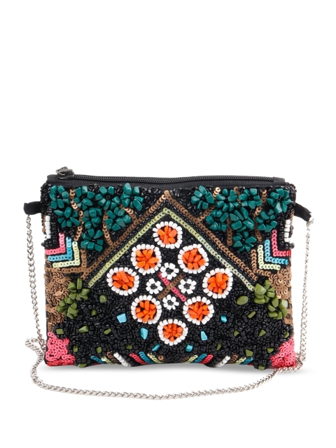 

ODETTE Multicoloured Embellished Structured Sling Bag, Multi