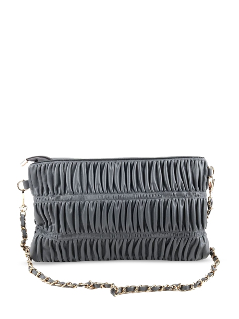 

ODETTE Grey Textured Leather Structured Sling Bag