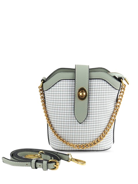 

ODETTE Green Textured Leather Structured Sling Bag