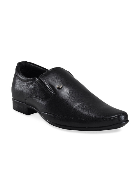 

Franco Leone Men Black Leather Slip-On Formal Shoes