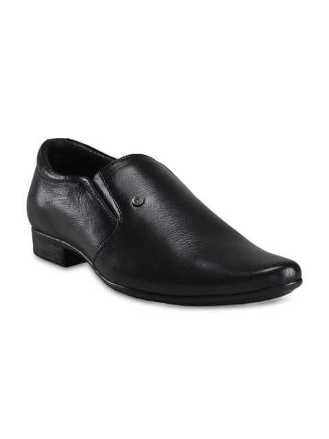 

Franco Leone Men Black Leather Slip-On Formal Shoes