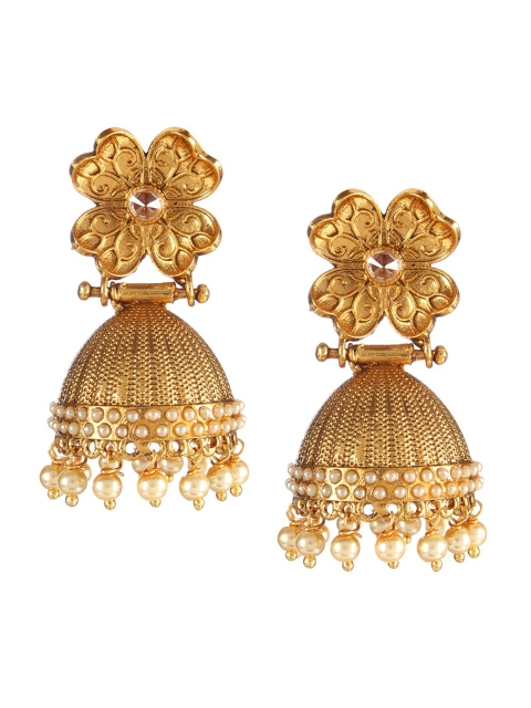 

Adwitiya Collection Gold-Toned Dome Shaped Jhumkas Earrings